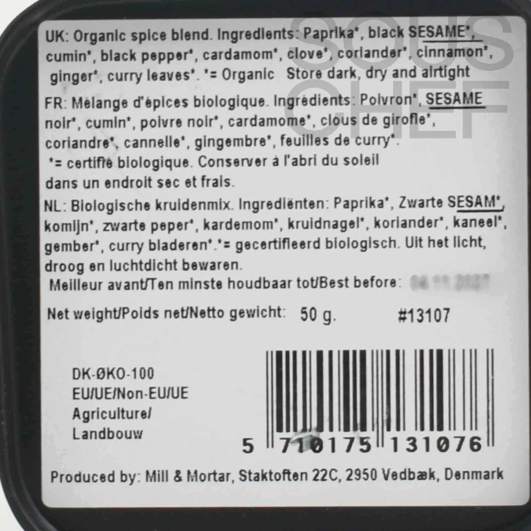 Mill & Mortar Organic Tandoori Masala, 50g