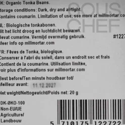 Mill & Mortar Organic Tonka Beans, 20g