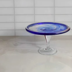 Murano Glass Blue Cake Stand, 25cm
