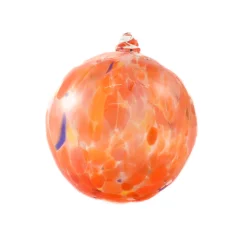 Murano Glass Decorative Sphere Ornament, Orange