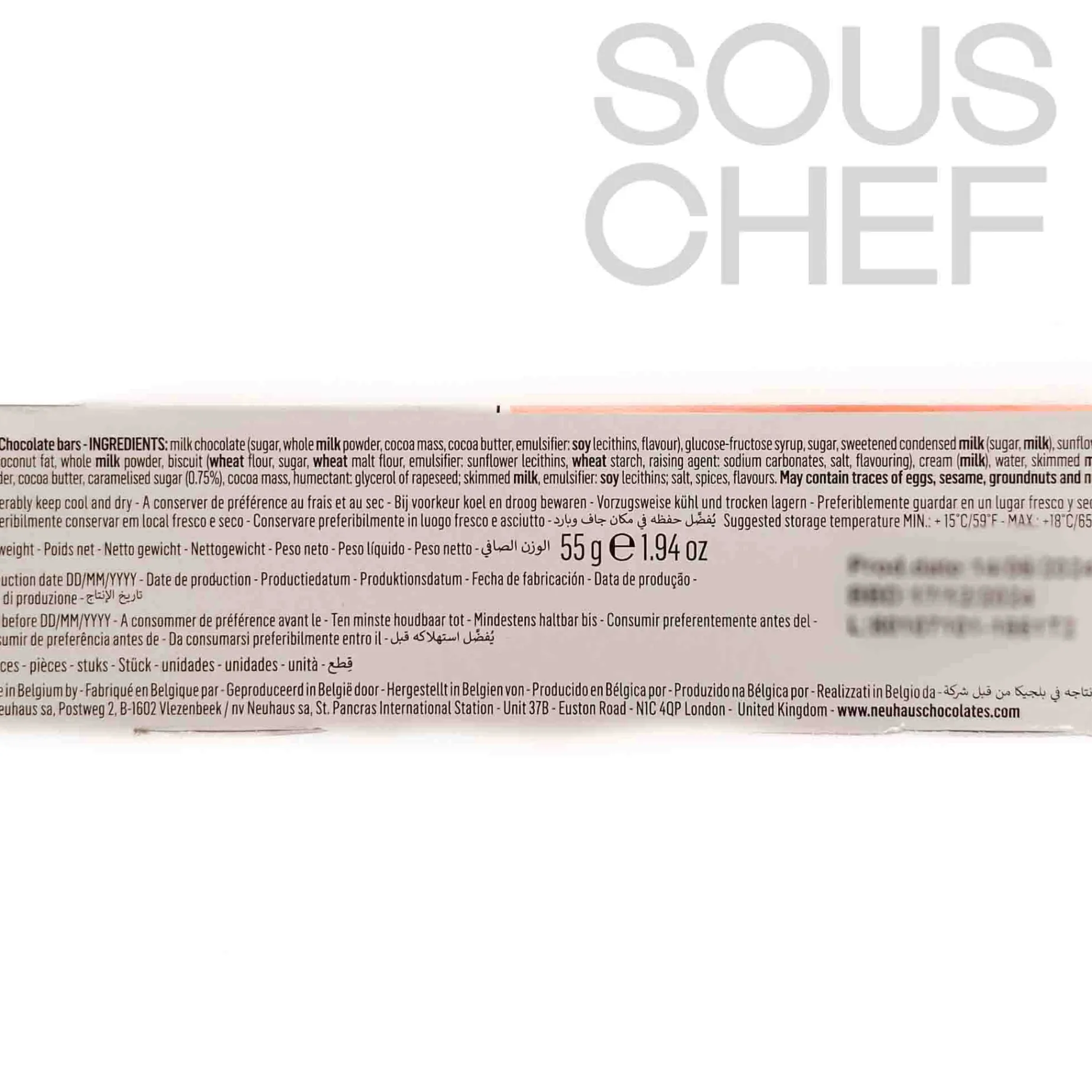 Neuhaus Milk Chocolate Crunchy Caramel Bar, 55g