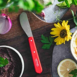 Opinel No 117 Red Beechwood Handle Spreading Knife, 6cm