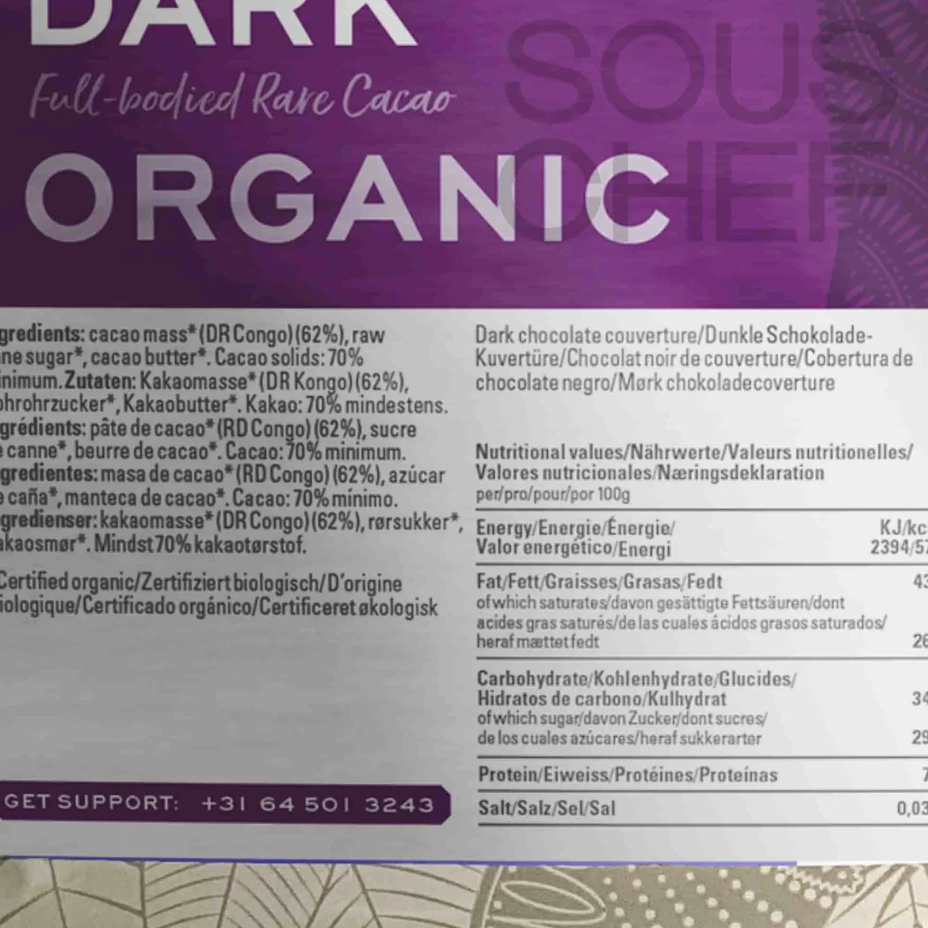 Original Beans 70% Cru Virunga Congo Dark Couverture Chocolate, 2kg