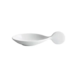 Pack of 6 Porcelain Canape Spoon with Circle Handle, 10cm