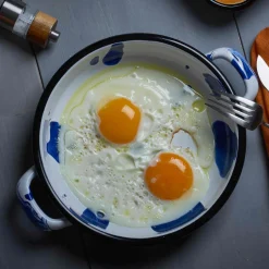 Paintstroke Enamel Frying Pan, Blue & White, 18cm