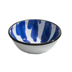 Paintstroke Enamel Salad Bowl, Blue & White, 26cm