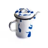Paintstroke Enamel Teapot Blue & White, 11cm dia