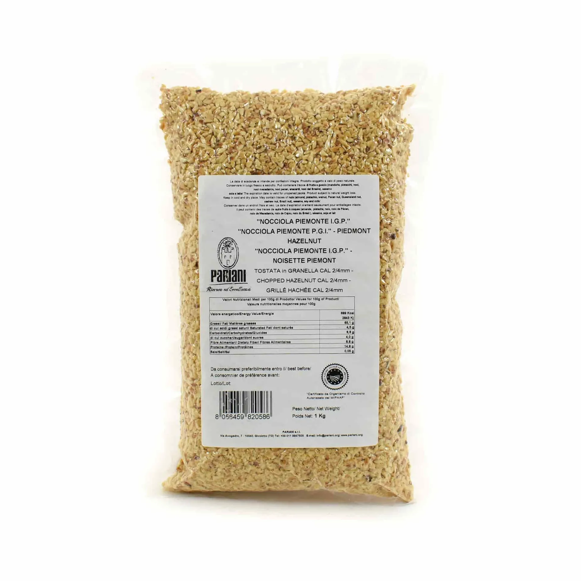 Pariani Chopped Roasted "Nocciola Piemonte PGI" Hazelnut, 1kg