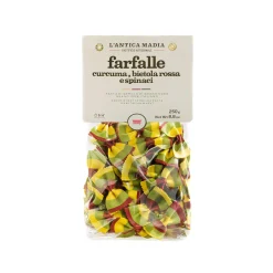 Pasta L'Antica Striped Farfalle with Turmeric, Beetroot & Spinach, 250g
