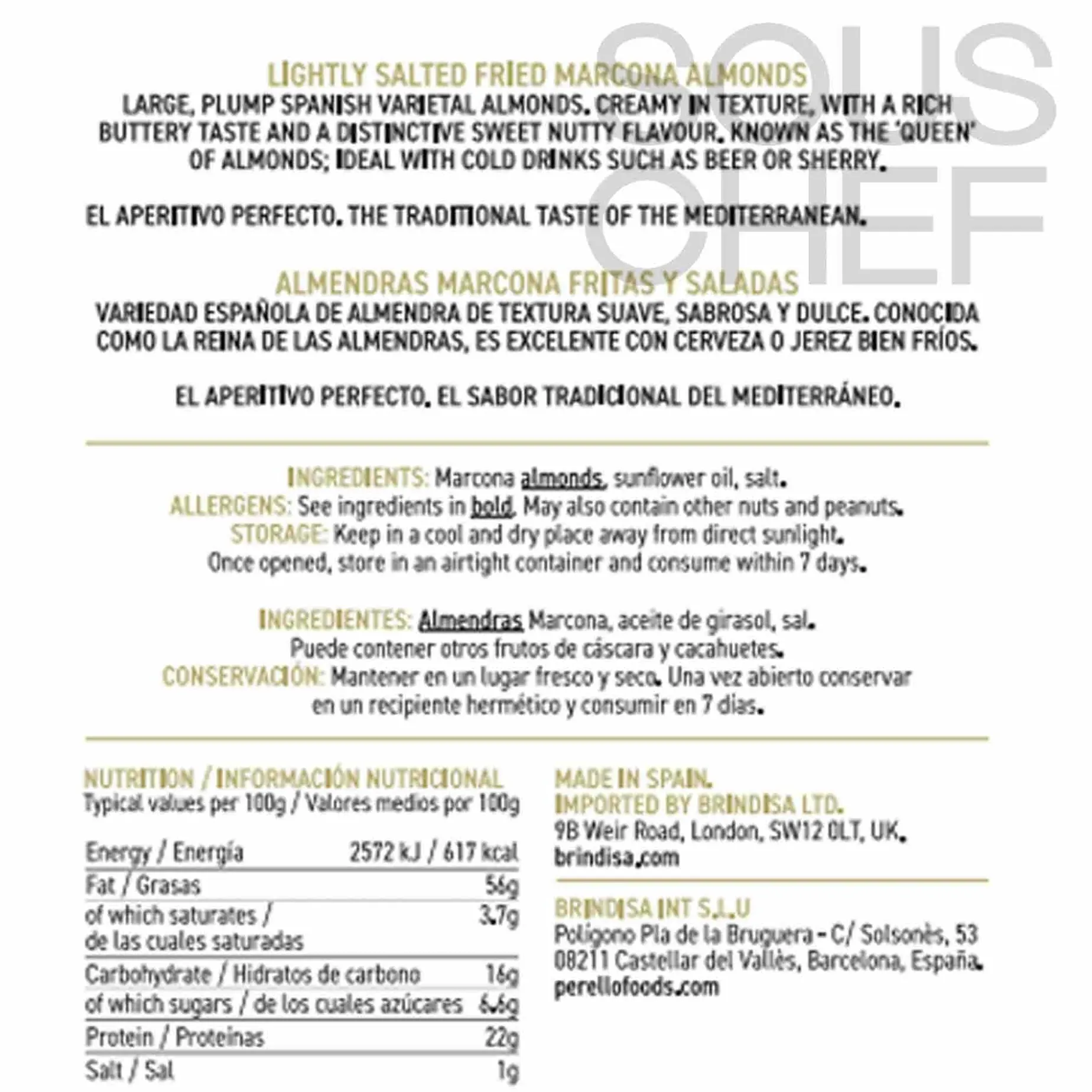 Perello Salted Marcona Almonds, 150g