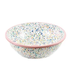 Pink Dot Enamel Large Salad Bowl, 32cm