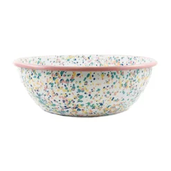 Pink Dot Enamel Large Salad Bowl, 32cm