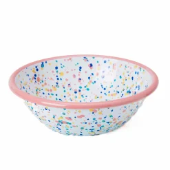 Pink Dot Enamel Salad Bowl