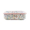 Pink Dot Enamel Square Roasting & Serving Dish, 21cm