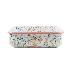 Pink Dot Enamel Square Roasting & Serving Dish, 21cm