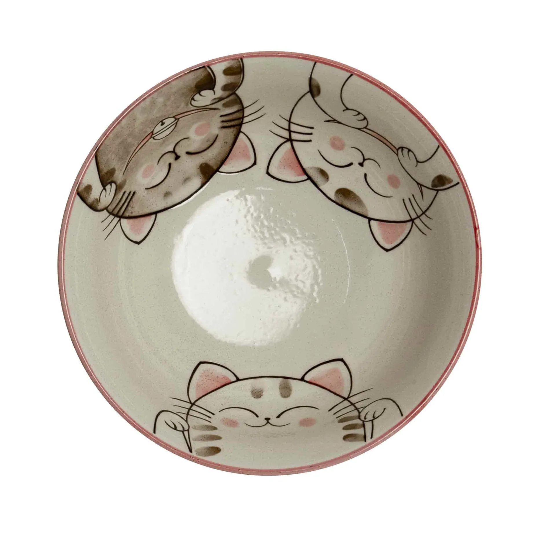 Pink Lucky Cat Japanese Ramen Bowl, 21cm
