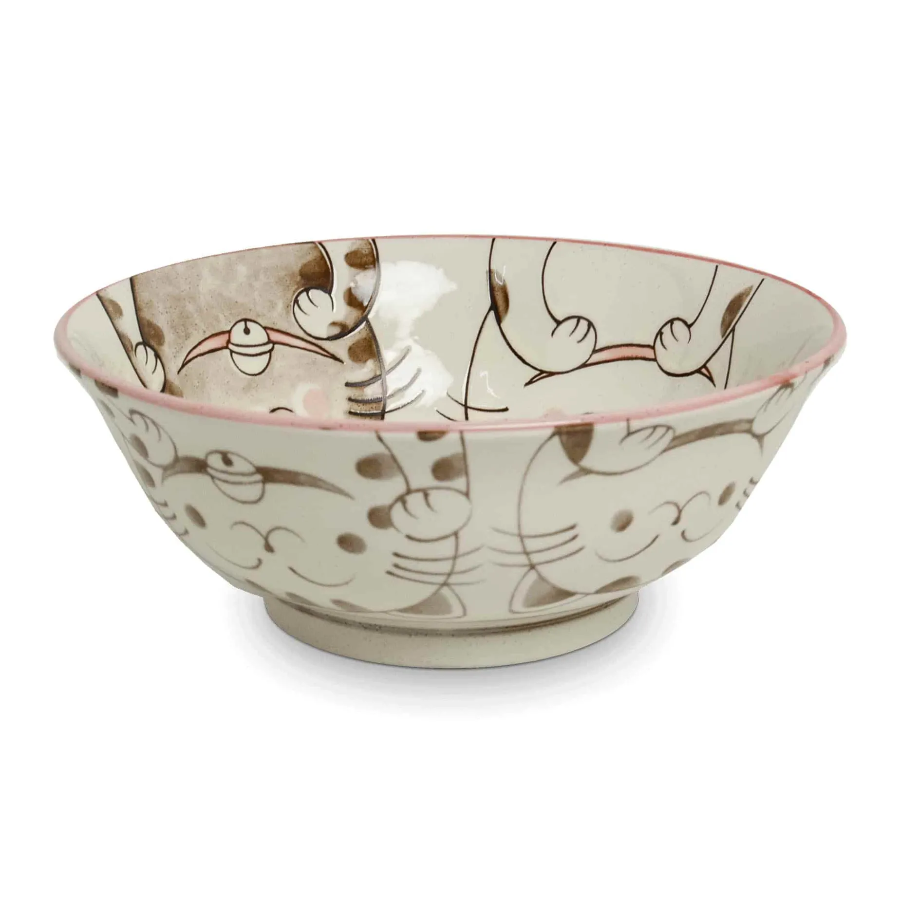Pink Lucky Cat Japanese Ramen Bowl, 21cm