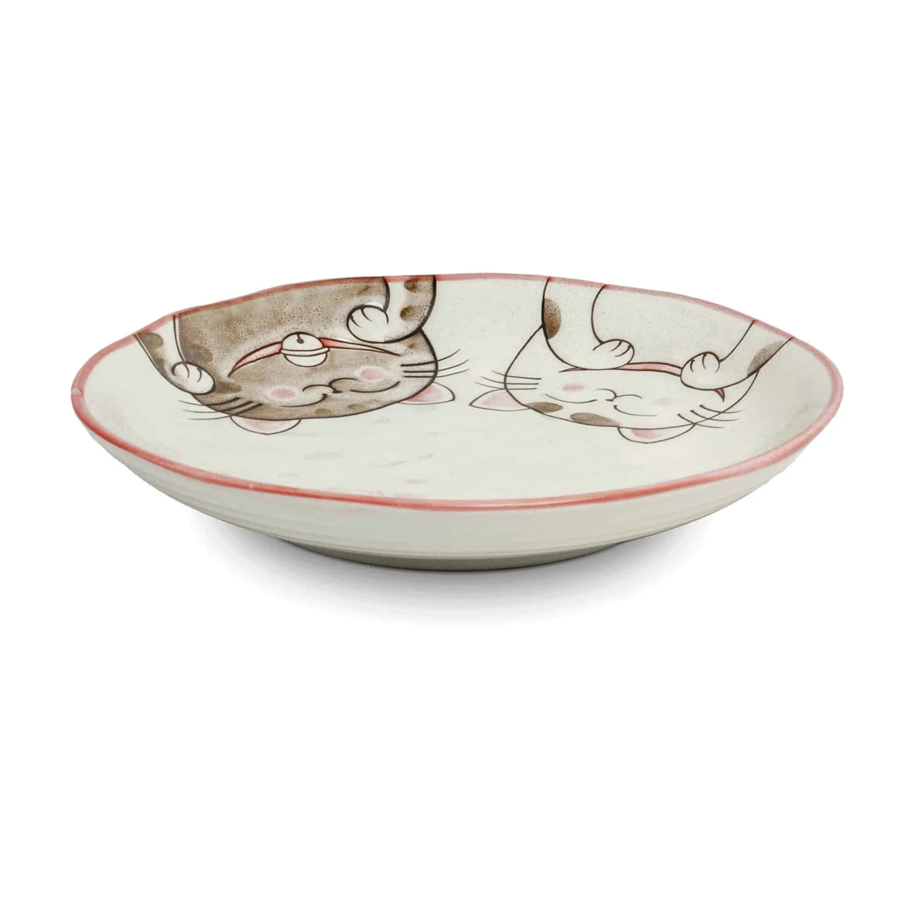 Pink Lucky Cat Japanese Side Plate, 19.5cm