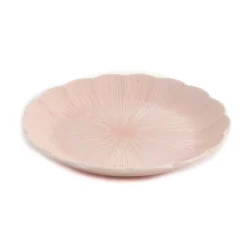 Pink Scalloped Japanese Deep Dinner Plate, 22cm