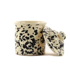 Puglia Black Splatter Ceramic Storage Jar, 15cm