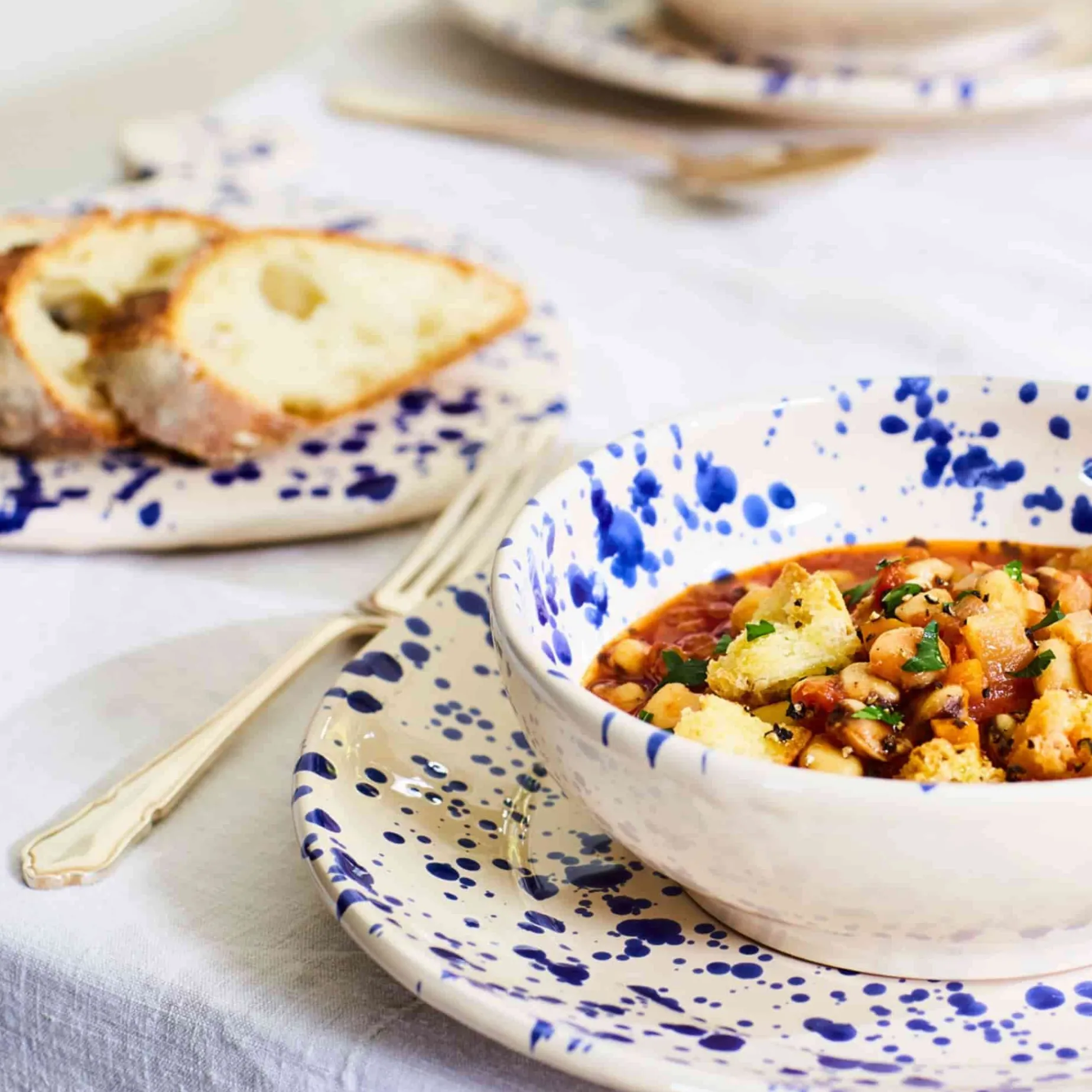 Puglia Blue Splatter Large Salad Bowl, 28cm