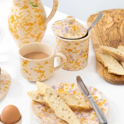 Puglia Lilac and Yellow Splatter Storage Jar, 15cm