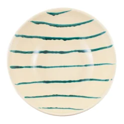 Puglia Teal Stripe Large Salad Bowl, 34cm