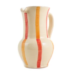 Puglia Yellow and Red Stripe Pitcher