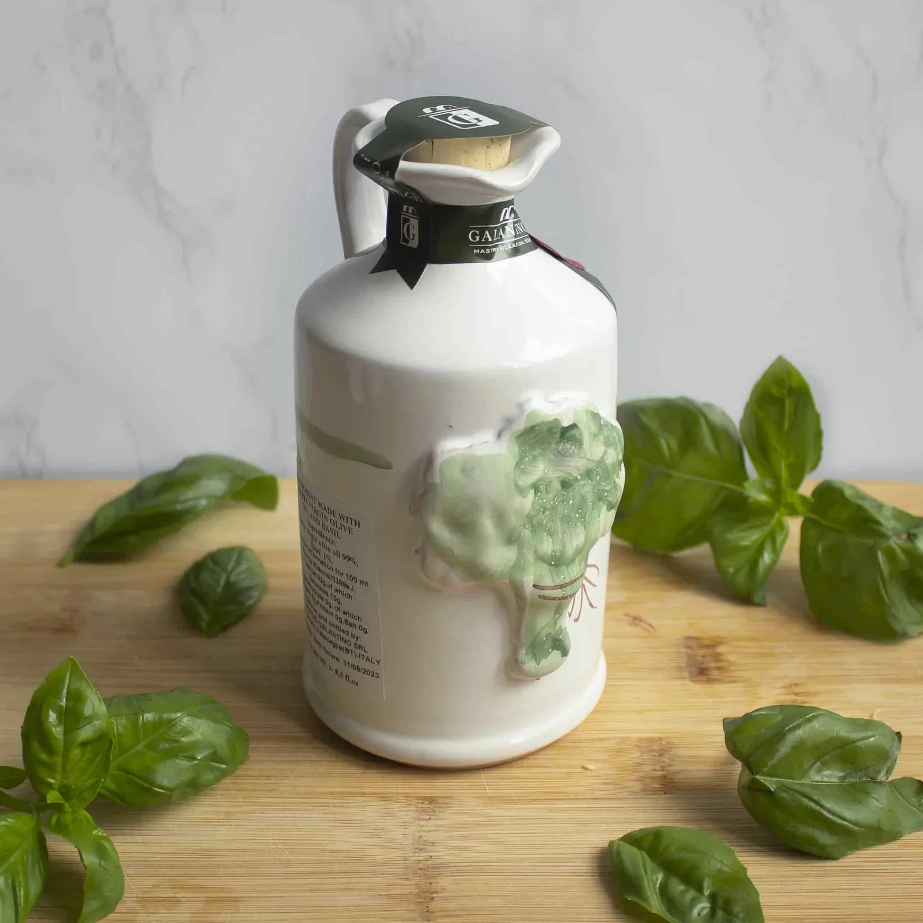 Puglian Olive Oil with Basil in Terracotta Bottle, 250ml