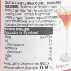 Red Maraschino Cocktail Cherries with Stem, 225g