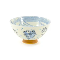 Rice Bowl With Blue Fish, 12cm