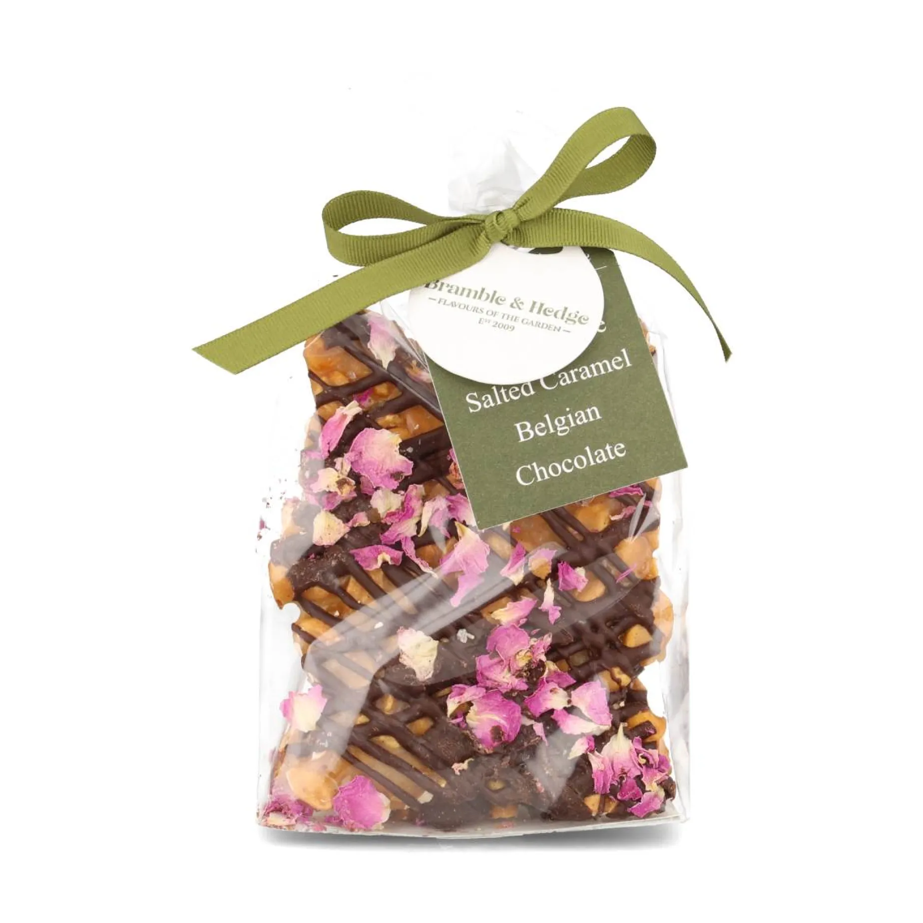 Salted Caramel, Rose Petal & Dark Belgian Chocolate Peanut Brittle, 200g