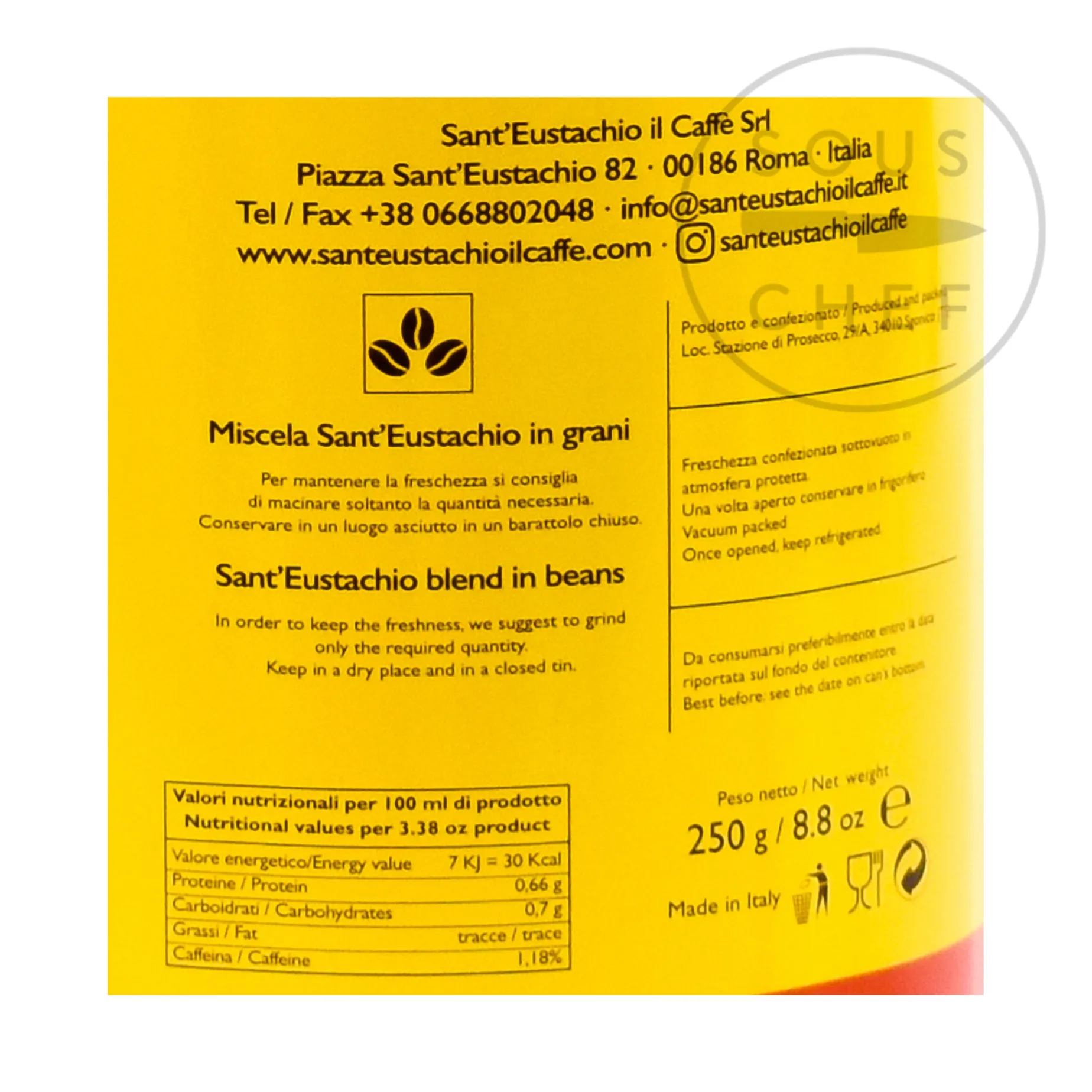 Sant'Eustachio Coffee Beans, 250g