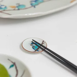 Seikou Porcelain Bird on Branch Chopstick Rests, Set of 5