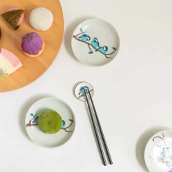 Seikou Porcelain Birds on Branch Garnish Plates, Set of 5, 5.5cm