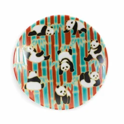 Seikou Porcelain Dancing Pandas Mamezara Garnish Plate, 10cm