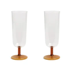 Set of 2 Amber Stem Champagne Flute, 250ml