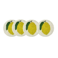 Set of 4 Beaded Lemon Coasters
