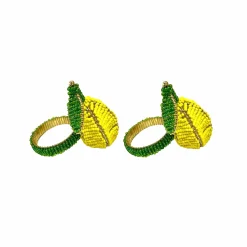 Set of 2 Beaded Lemon Napkin Rings