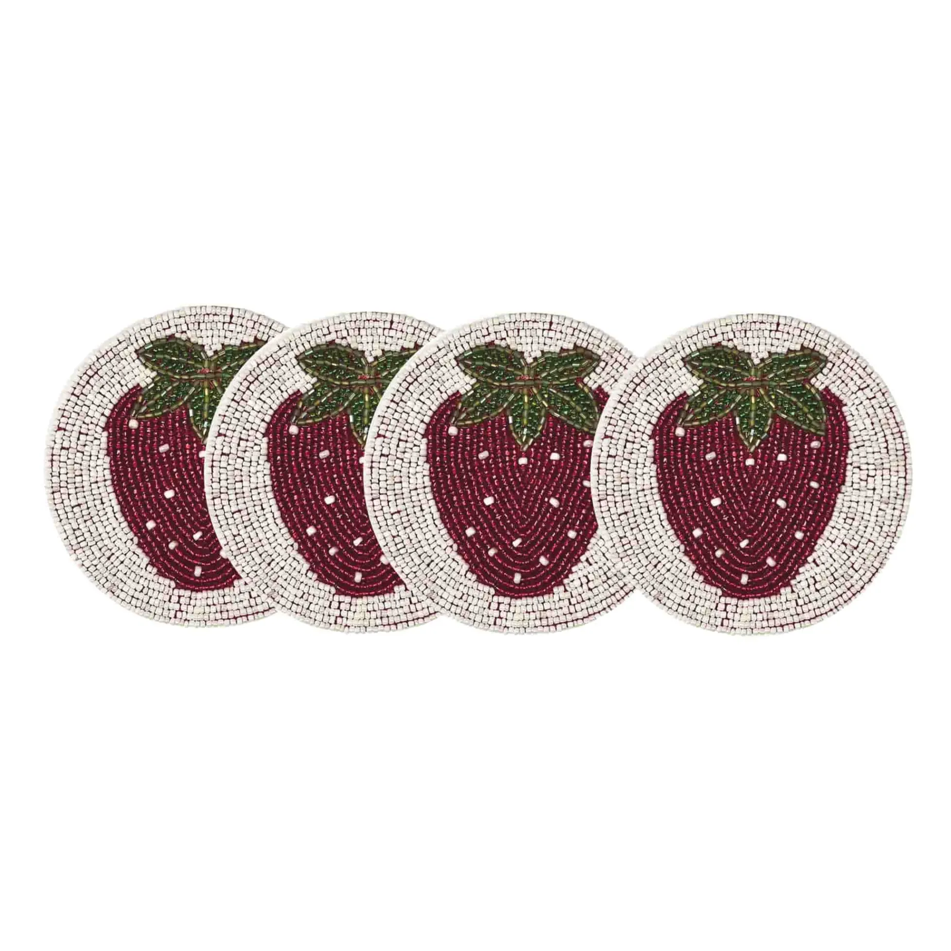 Set of 4 Beaded Strawberry Coasters