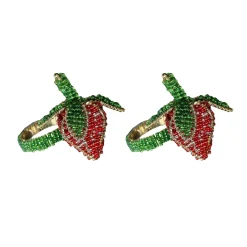 Set of 2 Beaded Strawberry Napkin Rings