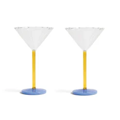 Set of 2 Blue & Yellow Stem Martini Glasses