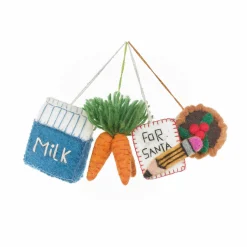 Set of 4 Christmas Eve Essentials Felt Tree Decorations