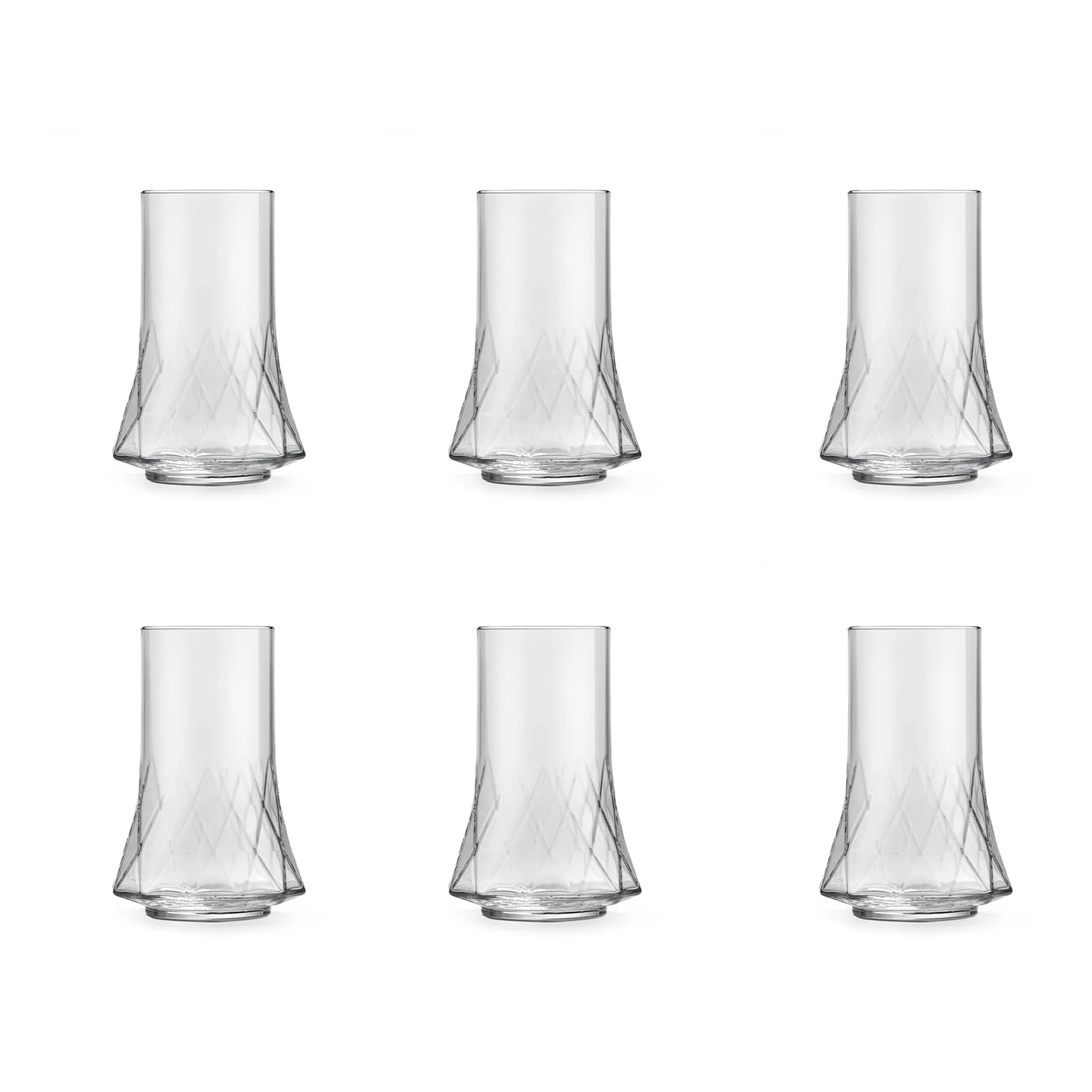Set of 6 Geometric Glasses, 410ml