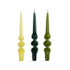 Set of 3 Green Spiral Candles