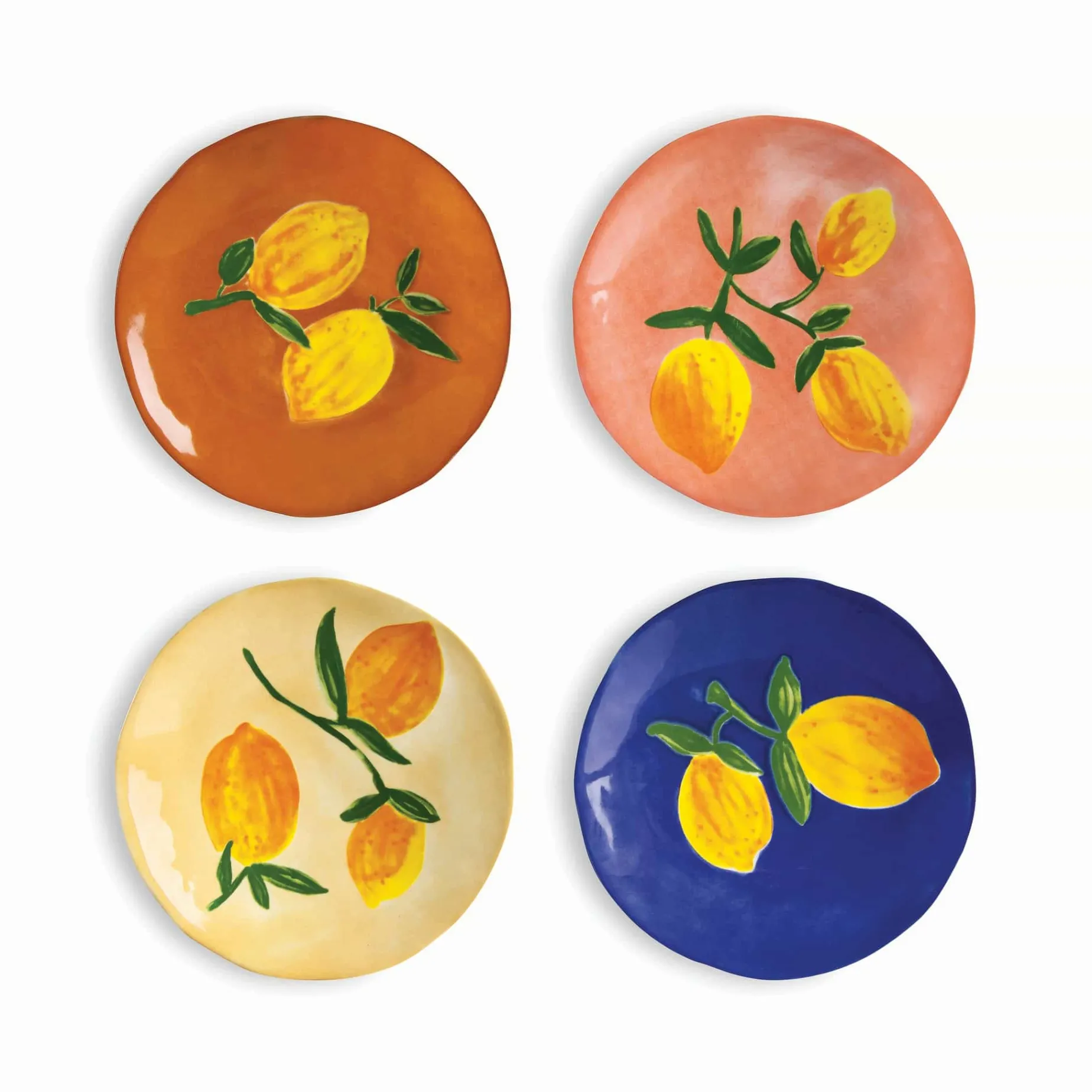 Set of 4 Lemon Side Plates, 16cm