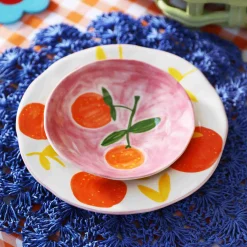 Set of 4 Orange Side Plates, 16cm