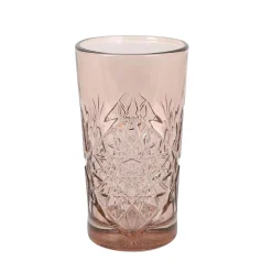 Set of 6 Pink Hobstar Highball Glasses, 350ml
