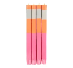 Set of 4 Pink Orange Colourblock Candles