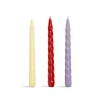 Set of 3 Red and Purple Twisted Candles